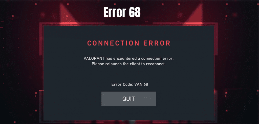 Valorant error 68