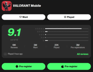 Valorant Mobile - предварительная регистрация